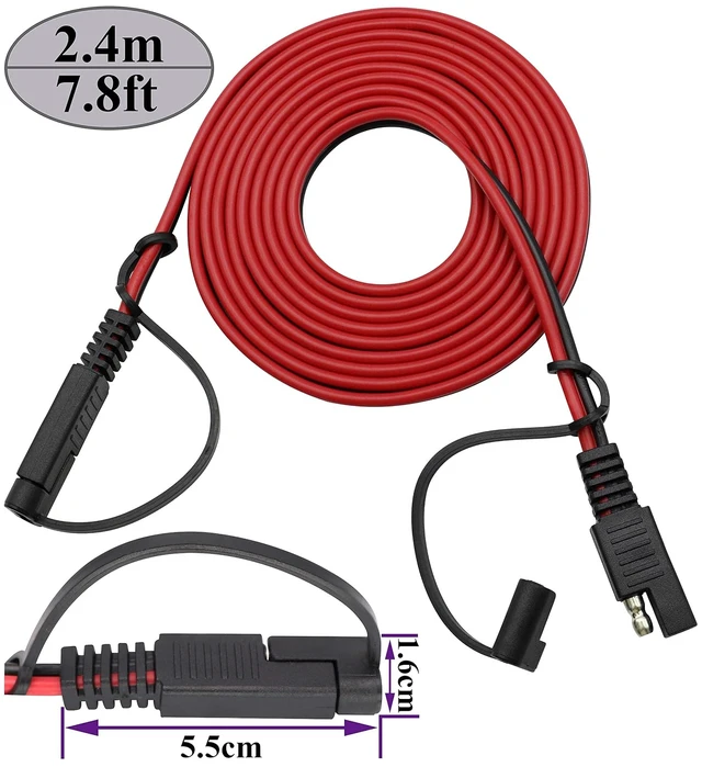 Alt view image 2 of 7 - SAE Extension Cable 16 AWG SAE to SAE Wire Harness DC Power Automotive Extension Cord Quick Connect/Disconnect Snap Action Cable for Motorcycle CarsCamp Trailer Solar Panels(2.4m/7.8ft)