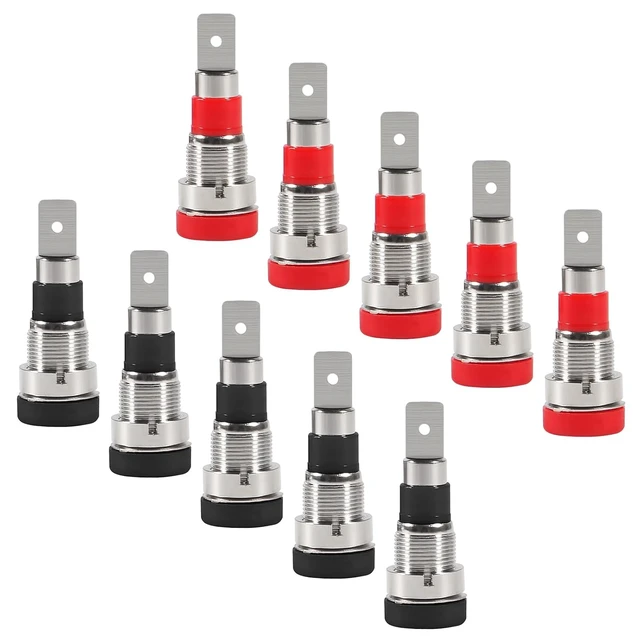 Alt view image 4 of 6 - 10Pcs Black and Red 4mm Banana Jack Socket Female Adapter Panel Mount Binding Post for 4mm Banana Plug Connectors5Black +5 Red