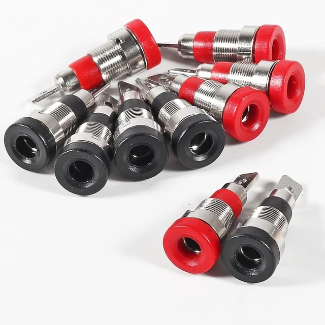 Main image of 10Pcs Black and Red 4mm Banana Jack Socket Female Adapter Panel Mount Binding Post for 4mm Banana Plug Connectors5Black +5 Red