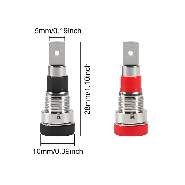 Alt view image 3 of 6 - 10Pcs Black and Red 4mm Banana Jack Socket Female Adapter Panel Mount Binding Post for 4mm Banana Plug Connectors5Black +5 Red