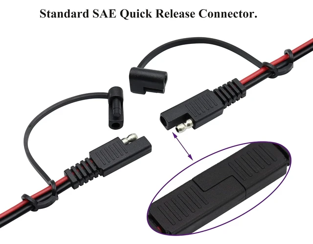 Alt view image 5 of 7 - SAE Extension Cable 16 AWG SAE to SAE Wire Harness DC Power Automotive Extension Cord Quick Connect/Disconnect Snap Action Cable for Motorcycle CarsCamp Trailer Solar Panels(2.4m/7.8ft)