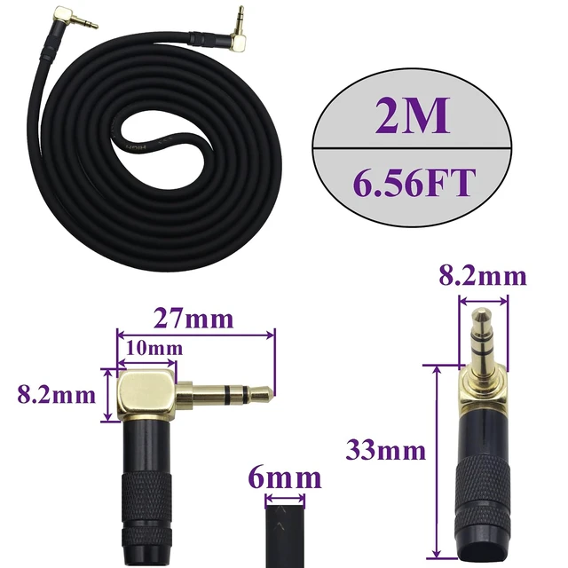 Alt view image 2 of 7 - (2M/6Ft 90 Degree 3.5mm Male Audio Cable Right Angle Gold-Plated TRS 1/8" to 1/8" Stereo Jack Plug AUX Connector Extension Cord for Car Stereo,Home Stereo,Tablet,PC,Headphone(Black-M/2Bend)