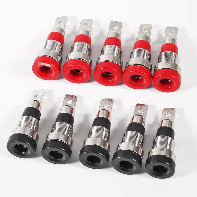 Alt view image 5 of 6 - 10Pcs Black and Red 4mm Banana Jack Socket Female Adapter Panel Mount Binding Post for 4mm Banana Plug Connectors5Black +5 Red