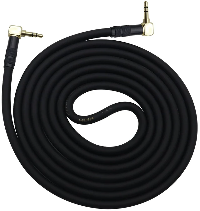 Main image of (2M/6Ft 90 Degree 3.5mm Male Audio Cable Right Angle Gold-Plated TRS 1/8" to 1/8" Stereo Jack Plug AUX Connector Extension Cord for Car Stereo,Home Stereo,Tablet,PC,Headphone(Black-M/2Bend)
