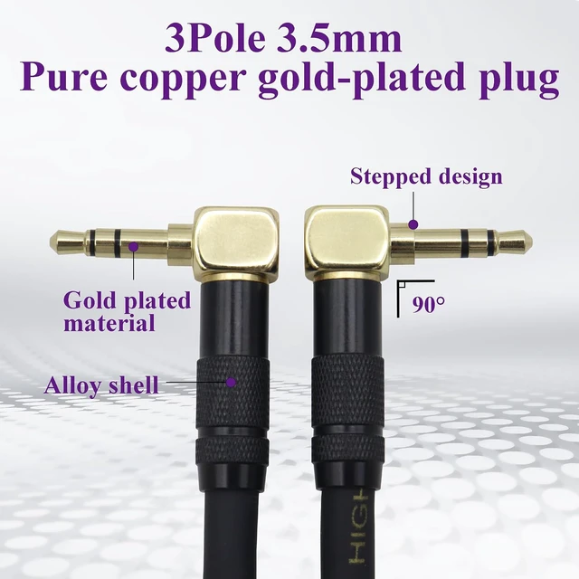 Alt view image 4 of 7 - (2M/6Ft 90 Degree 3.5mm Male Audio Cable Right Angle Gold-Plated TRS 1/8" to 1/8" Stereo Jack Plug AUX Connector Extension Cord for Car Stereo,Home Stereo,Tablet,PC,Headphone(Black-M/2Bend)