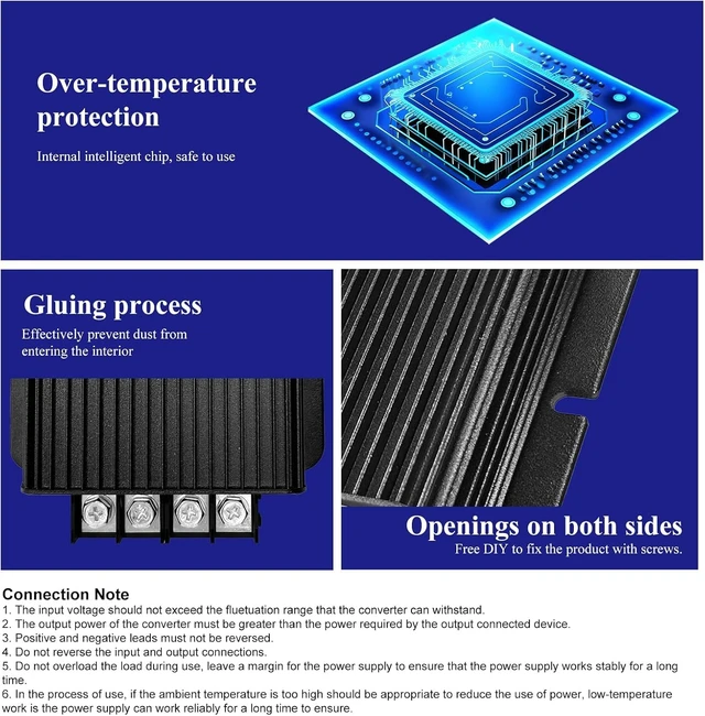 Alt view image 4 of 7 - 720W DC-DC 12V 60A Buck Converter 20-60V Step-Down to 12V Converter