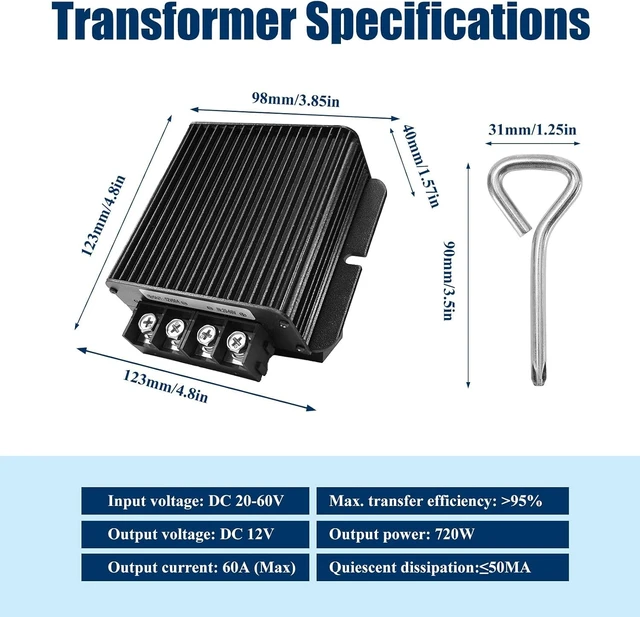 Alt view image 7 of 7 - 720W DC-DC 12V 60A Buck Converter 20-60V Step-Down to 12V Converter