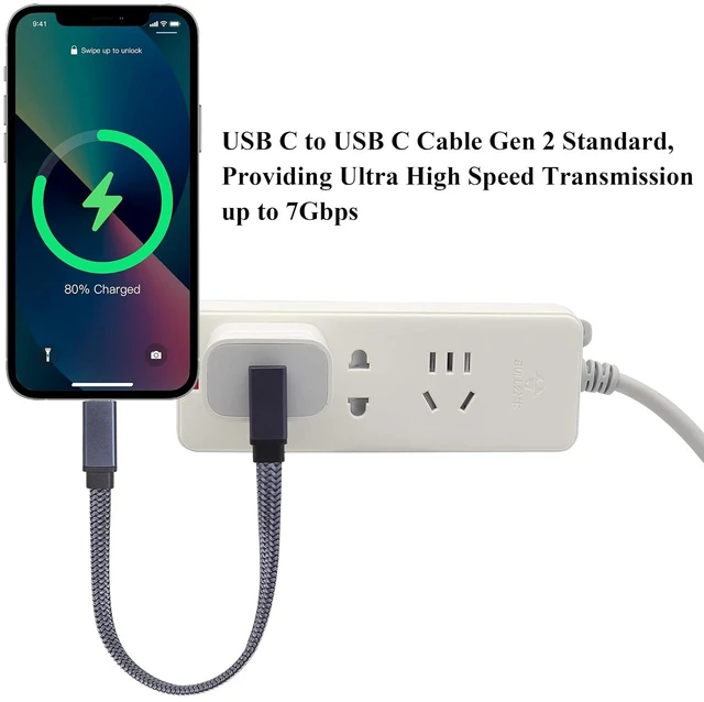 Alt view image 6 of 7 - 2Pack Up&Down Angle USB Type C 3.1 Flat Braided Cable,60W 3A 90 Degree Tpye C USB 3.1 Gen2 Male Fast Charging,Data,Audio,Video Cable Compatible for MacBook,Phone &More Type-C Devices(0.3M-M/M)