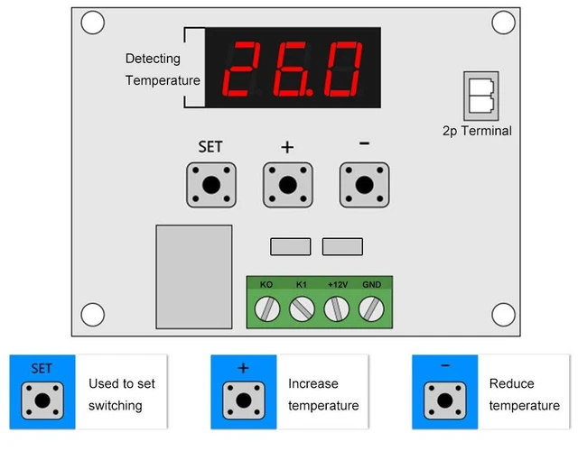 6PCS Temperature Controller Module XH-W1209 LCD Display Digital ...