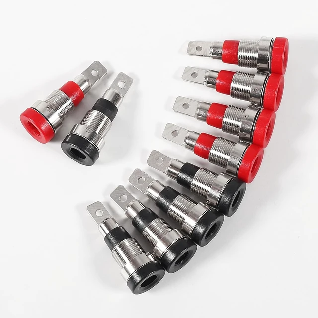 Alt view image 6 of 6 - 10Pcs Black and Red 4mm Banana Jack Socket Female Adapter Panel Mount Binding Post for 4mm Banana Plug Connectors5Black +5 Red
