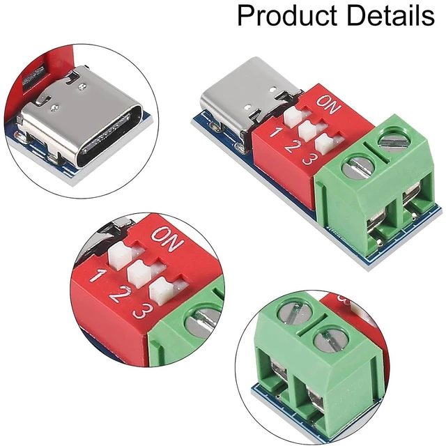 Alt view image 3 of 6 - 2PCS USB-C PD Trigger Board Module PD/QC Decoy Board Fast Charge USB Type-c to 12v High Speed Charger Power Delivery Boost Module