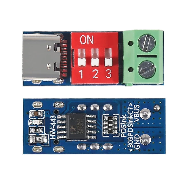 Alt view image 3 of 6 - 6PCS USB-C PD Trigger Board Module PD3.0/2.0, BC1.2 DC-DC Buck Converter Adjustable Power Supply Module 24V to 20V 15V 12V 9V 5V
