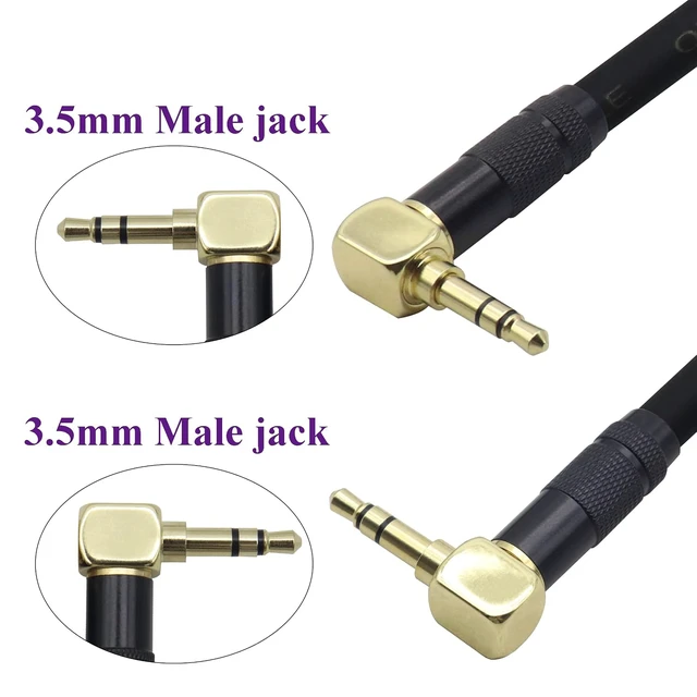 Alt view image 3 of 7 - (1M/3Ft 3.5mm Angle Male Audio Cable 90 Degree Right Angle Gold-Plated TRS 1/8" to 1/8" Stereo Jack Plug AUX Connector Extension Cord for Car Stereo,Home Stereo,PC,Headphone(Black-M/2Bend)