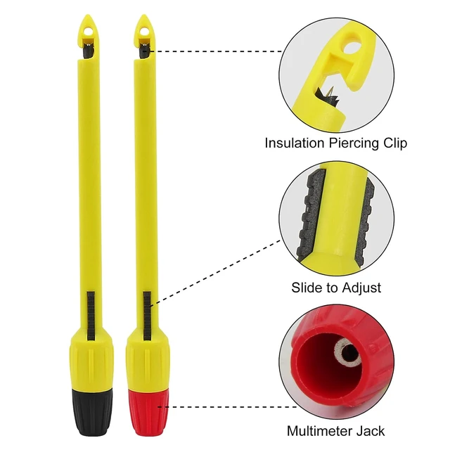 Alt view image 3 of 7 - 4pcs Wire Piercing Probe Kit,Insulation Piercing Clip Tool for Multimeter Voltage Voltmeter Thermometer Testing (2mm Plug Long, 4mm Plug Short)