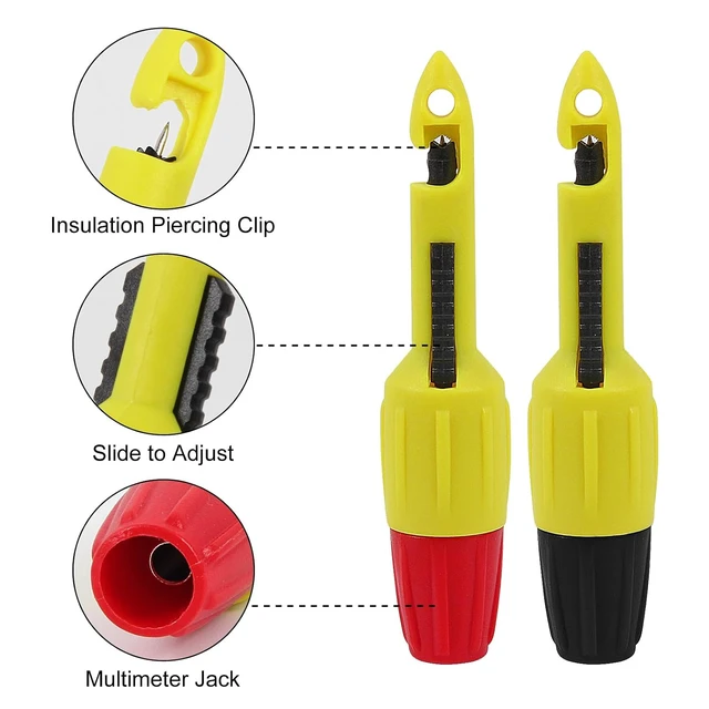 Alt view image 4 of 7 - 4pcs Wire Piercing Probe Kit,Insulation Piercing Clip Tool for Multimeter Voltage Voltmeter Thermometer Testing (2mm Plug Long, 4mm Plug Short)