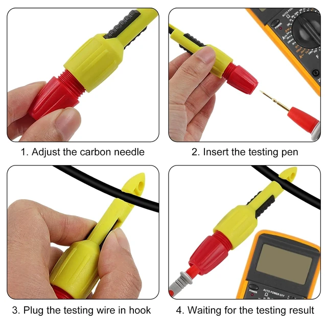 Alt view image 5 of 7 - 4pcs Wire Piercing Probe Kit,Insulation Piercing Clip Tool for Multimeter Voltage Voltmeter Thermometer Testing (2mm Plug Long, 4mm Plug Short)