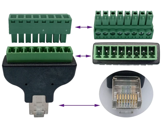 Alt view image 3 of 7 - RJ45 Screw Terminal RJ45 8P 8C Male to 8Pin Female Bolt Screw Type terminals Ethernet Net Network Plug for AV CCTV UTP DVR Cat5 Cat6 Cat7 Coupler(2 Pack/Male)