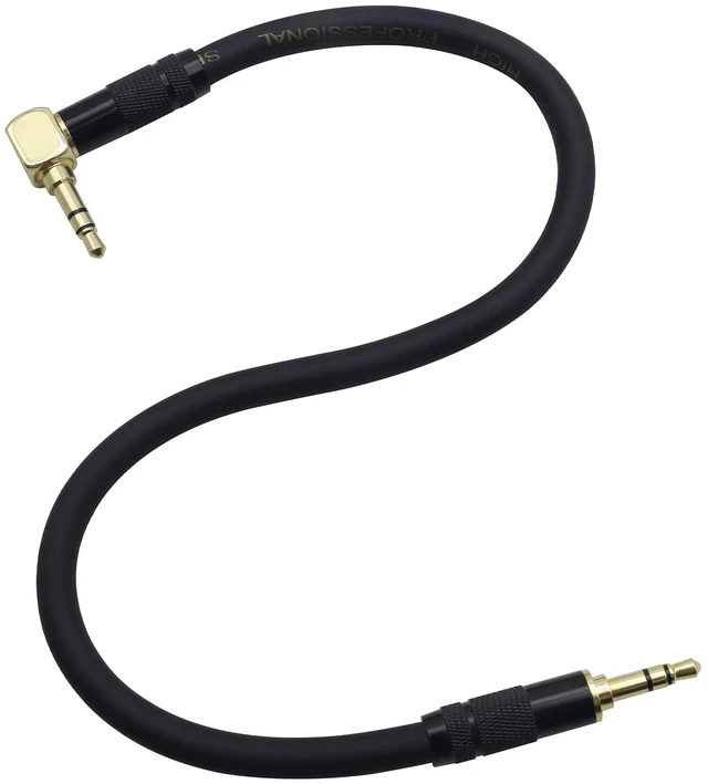 Main image of (0.3M/1Ft 1/8" 3.5mm TRS Jack Extension Audio Cable,90 Degree Angle 3.5mm 3Pole Stereo Plug Male Extender Headphone AUX Cord for Laptops,Car Stereos,Home Theater Systems,Amplifiers(Black-M)
