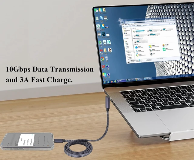 Alt view image 6 of 7 - 2Pack Up&Down Angle USB C 3.1 Gen 2 Flat Cable 90 Degree Type C USB 3.1 Male Fast Charging 4K Video Display Cable Compatible for MacBook Dell LG Type C Display Monitor&Phone etc(1M-M/M)