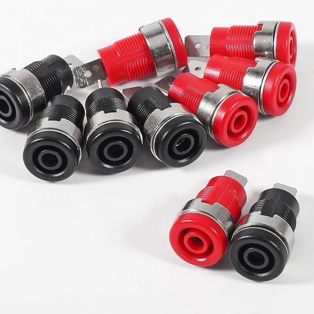 Main image of 10PCS 4mm Banana Jack Female Panel Mount Banana Socket Binding Post Adapter for 4mm Banana Plug Connectors5 Black+5Red