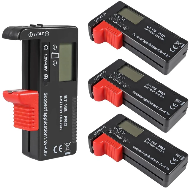 Main image of 4PACK Battery Tester, Universal Battery Checker Small Battery Testers for AAA AA C D 9V 1.5V Button Cell Household Batteries ModelBT-168 PRO