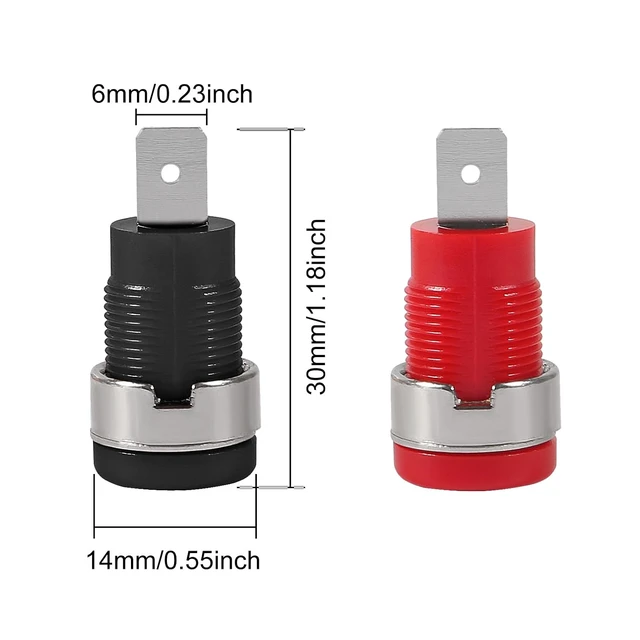 Alt view image 4 of 7 - 10PCS 4mm Banana Jack Female Panel Mount Banana Socket Binding Post Adapter for 4mm Banana Plug Connectors5 Black+5Red