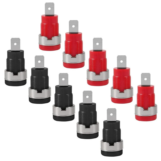 Alt view image 5 of 7 - 10PCS 4mm Banana Jack Female Panel Mount Banana Socket Binding Post Adapter for 4mm Banana Plug Connectors5 Black+5Red