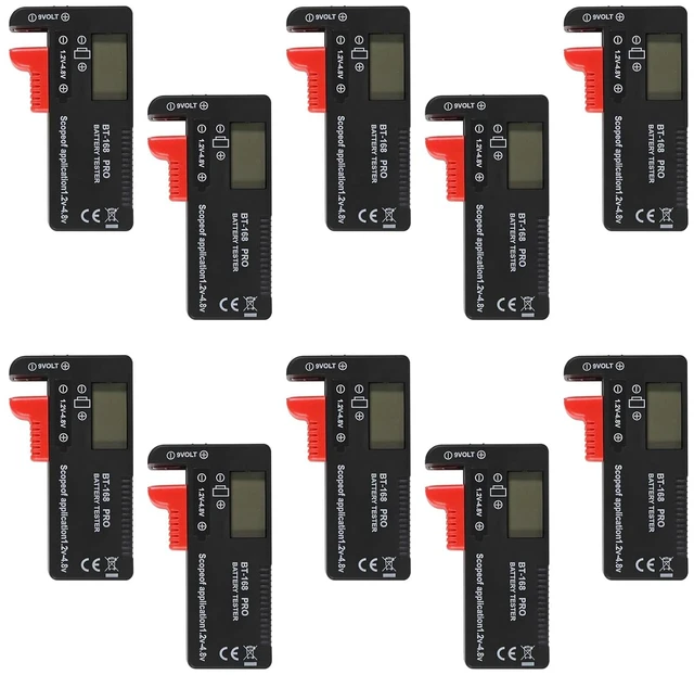 Main image of 10Pack Digital LCD Universal Battery Tester (Bt-168 Pro), Portable Battery Checker for AA, AAA, C, D, 9V, 3.7V, 1.5V Button Cell Household Batteries