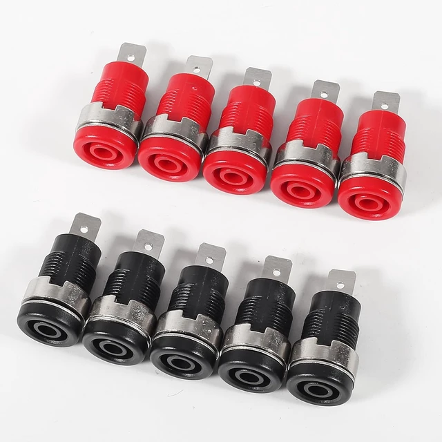 Alt view image 6 of 7 - 10PCS 4mm Banana Jack Female Panel Mount Banana Socket Binding Post Adapter for 4mm Banana Plug Connectors5 Black+5Red