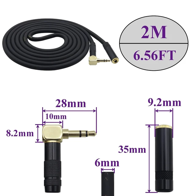 Alt view image 2 of 7 - (2M/6Ft 90 Degree TRS 3 Pole 1/8 Stereo Aux Cord Right Angle 3.5mm Male to Female Auxiliary Extension Double-Shielded Cable for Phone,Laptop,Tablets,Headphones,Cars and More(Black-M/F)