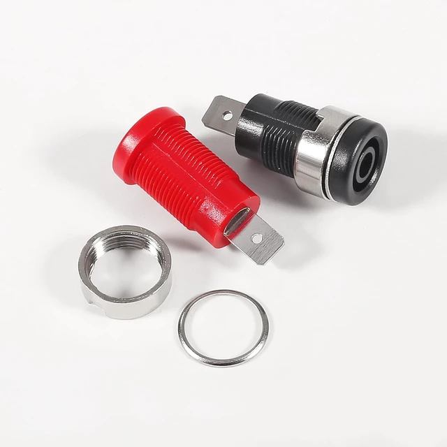 Alt view image 2 of 7 - 10PCS 4mm Banana Jack Female Panel Mount Banana Socket Binding Post Adapter for 4mm Banana Plug Connectors5 Black+5Red