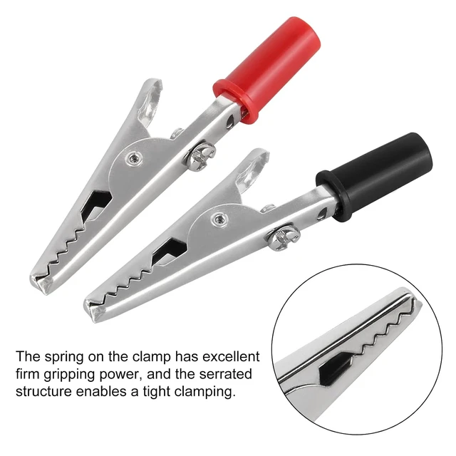 Alt view image 3 of 6 - 50PCS Small Alligator Clips Electrical Test Clamps with Plastic Hands Red and Black (25 Red, 25 Black)