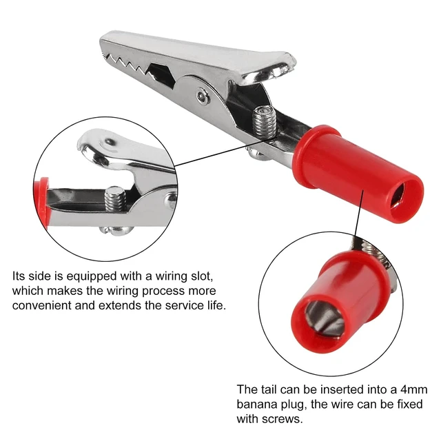 Alt view image 4 of 6 - 50PCS Small Alligator Clips Electrical Test Clamps with Plastic Hands Red and Black (25 Red, 25 Black)