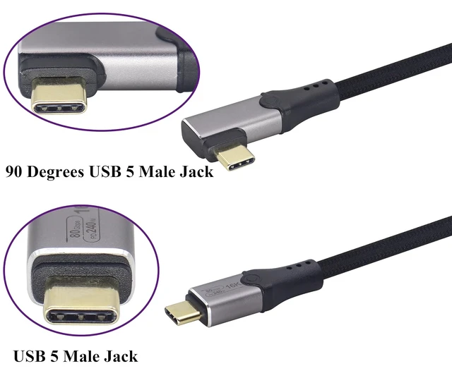 Alt view image 3 of 7 - High-Speed USB 4 Cable,USB C Male Fast Charging Cable Supports 80Gbps/240W Charging/16K/8K/60Hz Display Screen,Compatible with Thunderbolt 3/4/5,SSD,Laptop,Tablet,Power Supply(2M/6.5Ft)