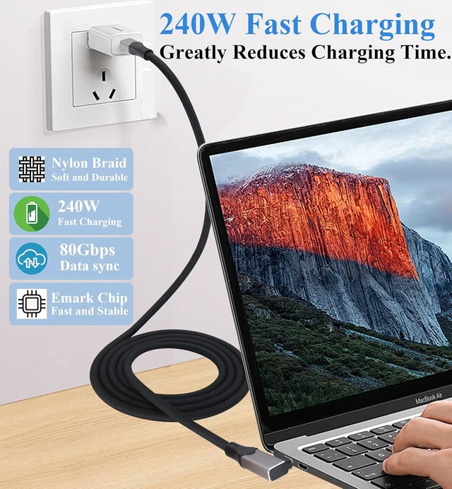 Alt view image 7 of 7 - Thunderbolt 5 Cable, USB-C Male Bidirectional Data Speed 80Gb/s Cable PD 240W Fast Charging,16K Dual 8K Triple 4K Monitor,Compatible with Monitors,Laptops,Tablets,Mobile Phones.(1.5M/4.9Ft)