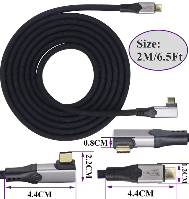 Alt view image 2 of 7 - High-Speed USB 4 Cable,USB C Male Fast Charging Cable Supports 80Gbps/240W Charging/16K/8K/60Hz Display Screen,Compatible with Thunderbolt 3/4/5,SSD,Laptop,Tablet,Power Supply(2M/6.5Ft)