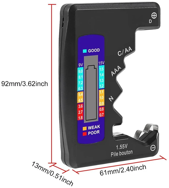 Alt view image 7 of 7 - 2PACK BT-886 Battery Tester Checker BatteryTester for Battery C D 9V AA AAA 1.5V -Black