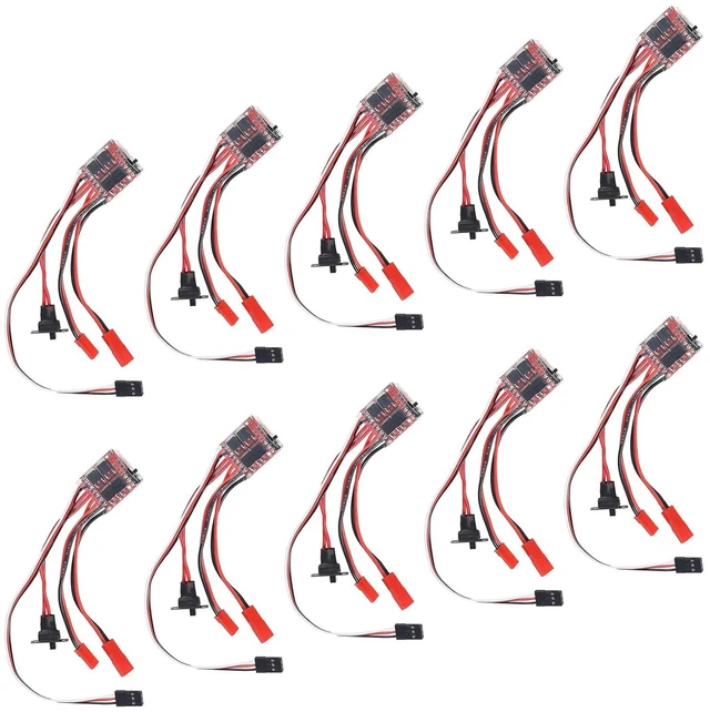 Main image of 10 PCS Mini RC 20A Brushed ESC Motor Speed RC ESC 2KHz Forward Reverse Brush Brake RC 2S for Controller Boat RC Car Tank