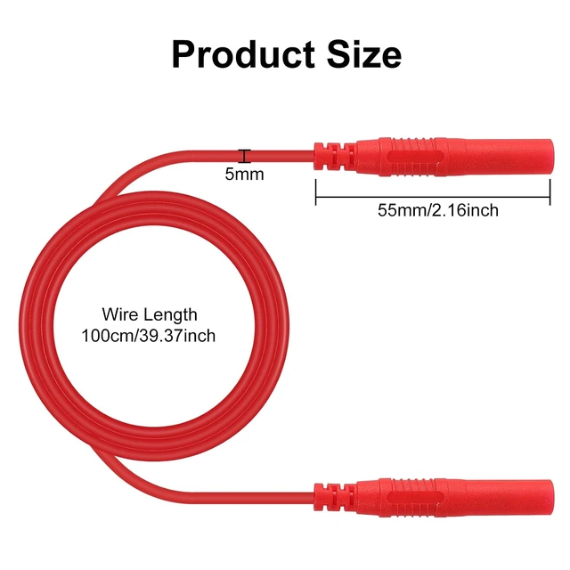 Alt view image 2 of 7 - 8PCS Meter Test Lead Extension Male to Female Connector 4mm Banana Plug to Jack Heavy Duty Silicone Wires Multimeter Leads Probes