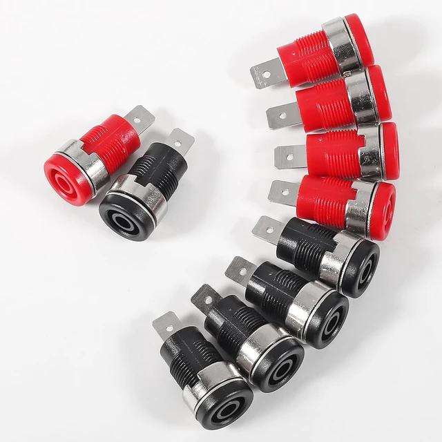 Alt view image 7 of 7 - 10PCS 4mm Banana Jack Female Panel Mount Banana Socket Binding Post Adapter for 4mm Banana Plug Connectors5 Black+5Red