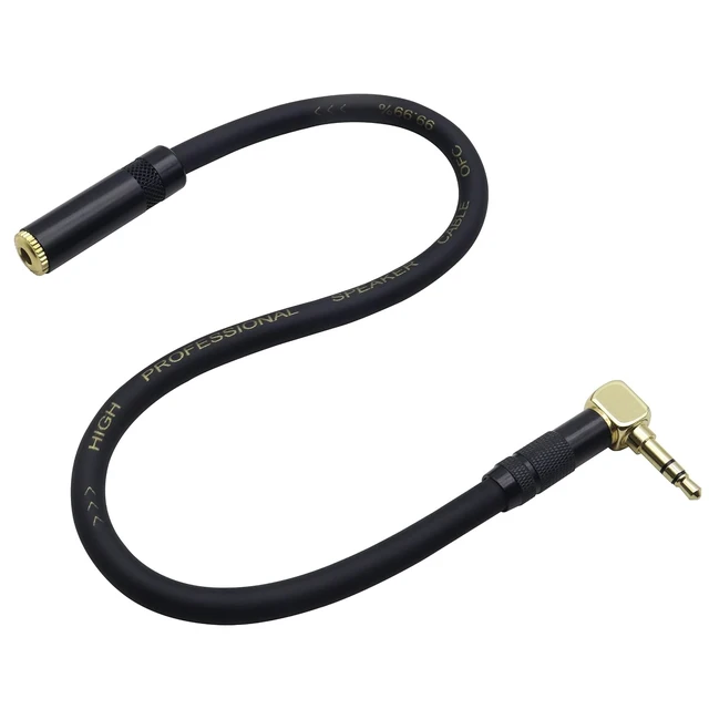 Alt view image 3 of 7 - (0.3M/1Ft 90 Degree TRS 3.5mm Headphone Extension Cable Right Angle 3 Pole 3.5mm 1/8 Male to Female 1/8" Aux Audio Cord for Phones,Headphones,Speakers,Tablets,PC,MP3 Players&More(Black-M/F)