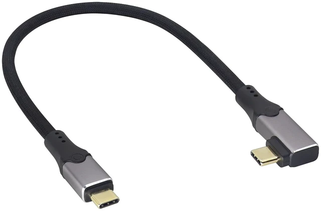 Main image of 90 Degree Right Angle USB C Male Cable Short USB4 PD 240W Charging Data Transfer 80Gbps,160K/60HZ Video Display,Compatible with Samsung Galaxy,Thunderbolt 5/4/3,Ma Book/1Pad Series.(0.3M/1FT)