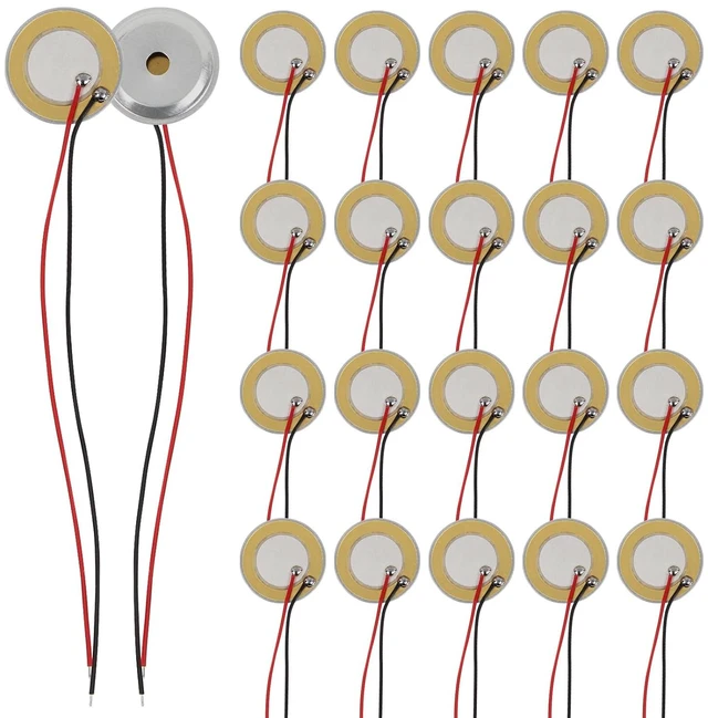 Main image of 20PCS Piezo Disc, 20mm Piezo Disc Transducer Contact Microphone Trigger Sound Sensor with Wires for Acoustic Instrument,piezoelectric sensor Mic Drum Trigger Acoustic Pickup CBG Guitar