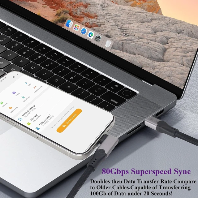 Alt view image 6 of 7 - High-Speed USB 4 Cable,USB C Male Fast Charging Cable Supports 80Gbps/240W Charging/16K/8K/60Hz Display Screen,Compatible with Thunderbolt 3/4/5,SSD,Laptop,Tablet,Power Supply(2M/6.5Ft)