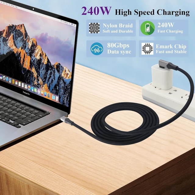 Alt view image 7 of 7 - High-Speed USB 4 Cable,USB C Male Fast Charging Cable Supports 80Gbps/240W Charging/16K/8K/60Hz Display Screen,Compatible with Thunderbolt 3/4/5,SSD,Laptop,Tablet,Power Supply(2M/6.5Ft)