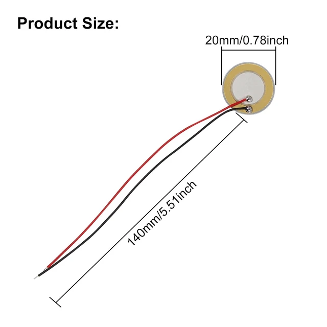 Alt view image 3 of 7 - 20PCS Piezo Disc, 20mm Piezo Disc Transducer Contact Microphone Trigger Sound Sensor with Wires for Acoustic Instrument,piezoelectric sensor Mic Drum Trigger Acoustic Pickup CBG Guitar