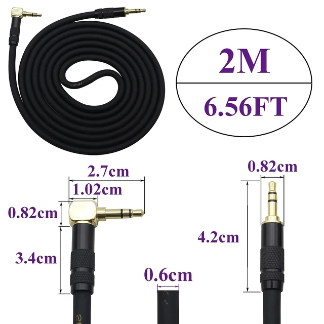Alt view image 2 of 7 - (2M/6Ft 90 Degree Headphone TRS 3.5mm 1/8" Extension Audio Cable,Right Angle 3.5mm Stereo Plug Male to 3Pole 1/8 Extender AUX Cord for PC,Car Stereos,Home Theater Systems,Amplifiers(Black-M)