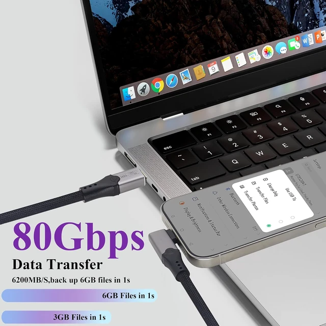 Alt view image 6 of 7 - 90 Degree Right Angle USB C Male Cable Short USB4 PD 240W Charging Data Transfer 80Gbps,160K/60HZ Video Display,Compatible with Samsung Galaxy,Thunderbolt 5/4/3,Ma Book/1Pad Series.(0.3M/1FT)