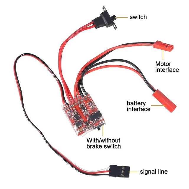 Alt view image 2 of 5 - 1PCS Mini RC 20A Brushed ESC Motor Speed RC ESC 2KHz Forward Reverse Brush Brake RC 2S for Controller Boat RC Car Tank
