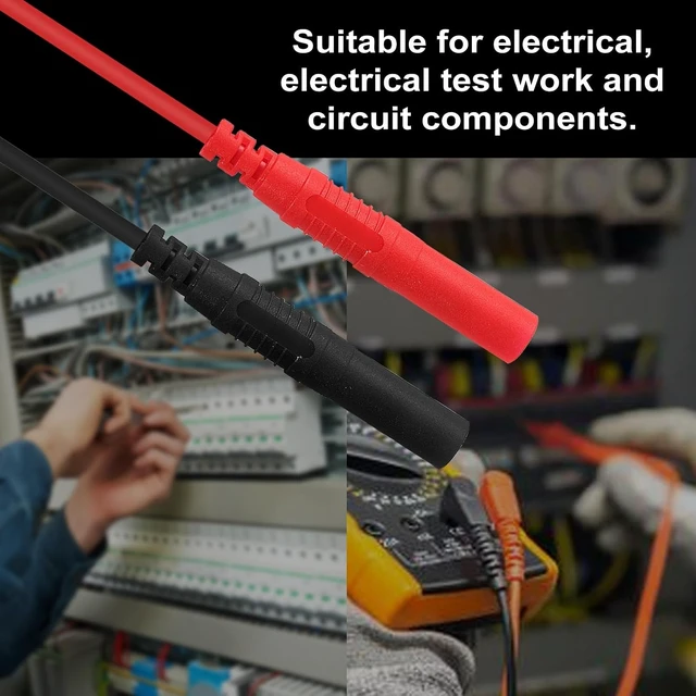 Alt view image 7 of 7 - 8PCS Meter Test Lead Extension Male to Female Connector 4mm Banana Plug to Jack Heavy Duty Silicone Wires Multimeter Leads Probes